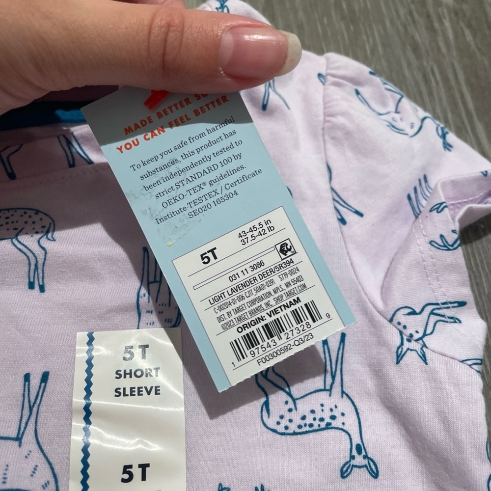 Cat & Jack Kids' Light Pink Deer Pattern T-Shirt - Picture 3 of 5